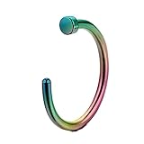 18g Multi-color Rainbow Titanium Anodized Over Surgical Steel Nose Ring Hoop Body Piercing 18 Gauge 5/16