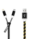 TOTOP IPhone 6 Cable, 2-in-1 USB Nylon Braided 2.0 Cable Zipper Designed Micro USB Data Sync Cable, 8 Pin Micro USB Cable for IPhone 6 6 Plus 5 5s 5c, IPad, IPod, Sumsung