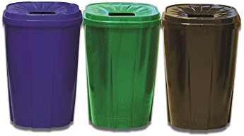 Enviro World 55 Gal. Recycling Bin Green, Black, Blue Compo Pack