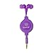 Retrak Retractable Stereo Earbuds, Purple (EMTAUDIOPRP)