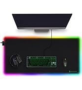 Black Shark RGB Mouse Pad 35.4"x15.75"x0.15" Extended Desk Mat with Smooth Surface and 11 Lightin...