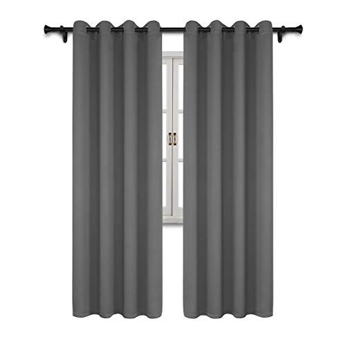 SUO AI TEXTILE Blackout Curtain Panels for Bedroom-Window Treatment Thermal Insulated Drapes Solid Grommet Blackout Window Curtains for Bedroom 52x95 Inch Grey 2 Curtain Panels