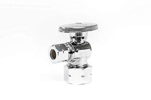 Angle Stop Shut Off Valve- 1/2" NOM. Compression (5/8" OD) x 3/8 in. - 1/4 Turn Valve- Chrome Plated Lead Free- 10 Pack