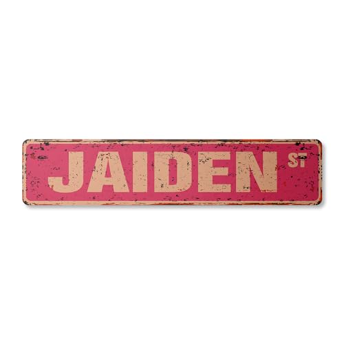 JAIDEN Vintage Aluminum Street Sign Childrens Name Room Metal Sign rustic metal…