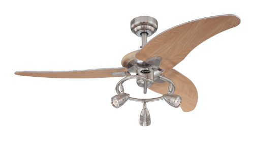 7850500 Elite 48-Inch Brushed Nickel Indoor Ceiling Fan, Light Kit with Three Spotlights