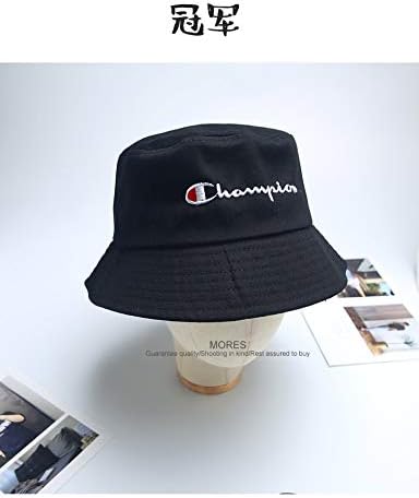 amoy Cute Unique Women Gift Embroidery Bucket Hats Evil Personalized Letters Embroidered hat Cap Embroidered Words not wash Basin Cap Student Outdoor Lovers Cap Visor Championship (Champion Black