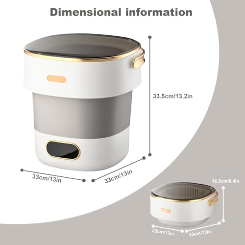XVersion 13L Mini Portable Washing Machine with Spin Dryer – Foldable Washer for Baby Clothes, Underwear, Socks | Compact Laundry for Apartment, Travel, RV, Home (White)