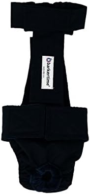 Barkertime Dog Diaper Overall - Made in USA - Black Escape-Proof Washable Dog Diaper Overall for Dog Incontinence, Marking, Housetraining and Females in Heat