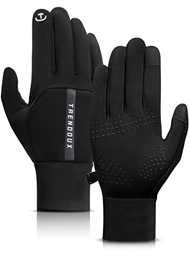 TRENDOUX Winter Gloves for Men Touchscreen: Warm Liner Windproof Water Resistant Women Glove - Polar Fleece Thermal Lined Anti-Slip - Work Running Driving Cycling