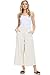 Alexander + David Women’s Casual Linen Crops Culottes, Elastic Waistband, Wide Leg Capri Pant (Natural, Large)