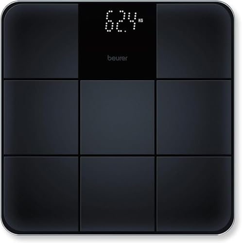 GS 235 Bilancia Pesapersone Digitale in Vetro con Superficie in Silicone Antiscivolo a Piastrella opaca e Display Magic invisibile, Spegnimento Automatico, Portata max di 180 kg, colore nero
