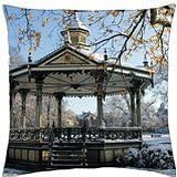 fountain and gazibo in the winter - Throw Pillow Cover Case (18