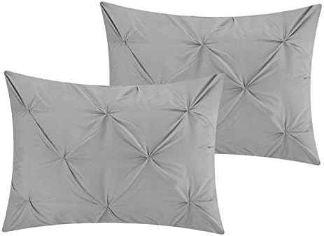 Comfort Beddings Heavy Quality 450 Thread Count 100% Natural Cotton Decorative Pinch Pleat/Pintuck Pillow Cases Pack Of 2 - Silver Grey (Continental 65cm x 65cm)