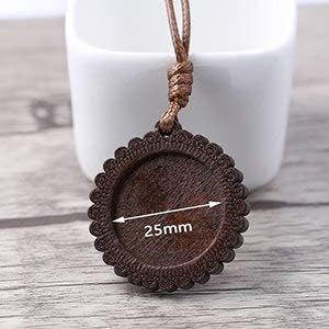 Best Quality - Jewelry Findings & Components - 5pcs 25mm Round Wood cabochon Blanks DIY Blank Cameo Pendant Base Setting Trays with Leather Cord for Jewelry Making - by Osaro Shop - 1 PCs