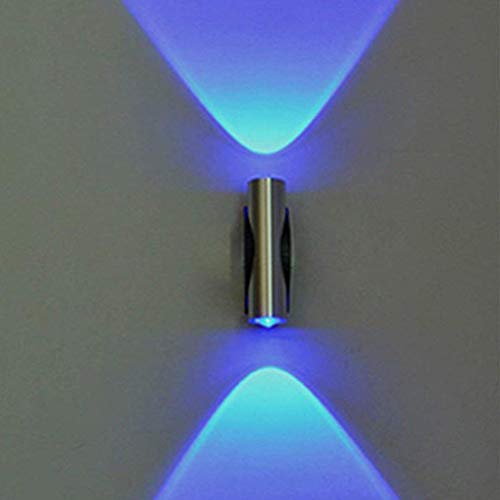 Chezaa LED Wall Lamp Night Light Home Sconce Bar Porch Wall, Decor Double-headed Ceiling Light Blue Decorative Lighting (Silver)