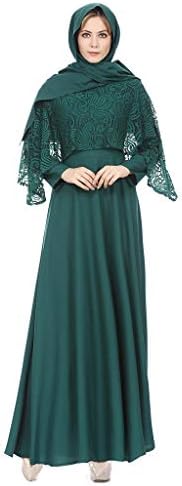 Abaya Dresses for Women Muslim, Sonnena Lace Maxi Dress Large Size Clothing National Robes Long Dress with Scarf Ramadan Prayer
