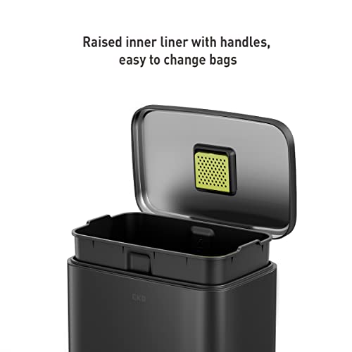 EKO Madison Matte Black 50 Liter/13.2 Gallon Step Trash Can with Inner