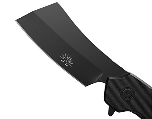 Off-Grid Knives - OG-950B Cleaver Blackout - Assisted EDC Folding Knife - Cryo AUS8 Blade Steel with Titanium Nitride Coating, G10 Scales & Tip-Up Reversible Deep Carry