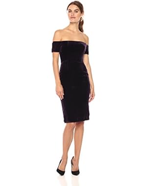 BCBGMax Azria Women's Karen Woven Crushed Velvet Off The Shoulder Dress