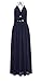 YOMISOY Women Halter Chiffon Dresses Sexy V Neck Sleeveless Plain Swing Summer Beach Maxi Split Dress Navy Blue