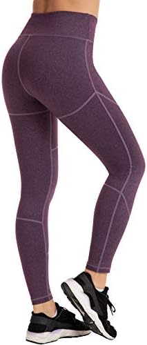 UURUN High Waist Yoga Capris Workout Leggings Mesh Running Pants Casual Tights with Pockets - Non See Through Fabric