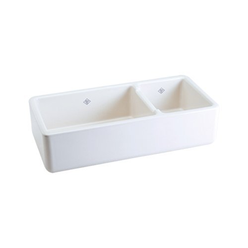 Rohl RC4019WH 39-1/2-Inch by 18-1/2-Inch by 10-Inch Deep Shaws Rutherford Plain Apron Front Fireclay Kitchen Sink, White