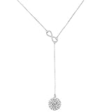 Infinity Y Necklace with 10mm Crystal Drop in Sterling Silver