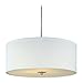 Modern Drum Pendant Light with White Shade in Satin Nickel Finish