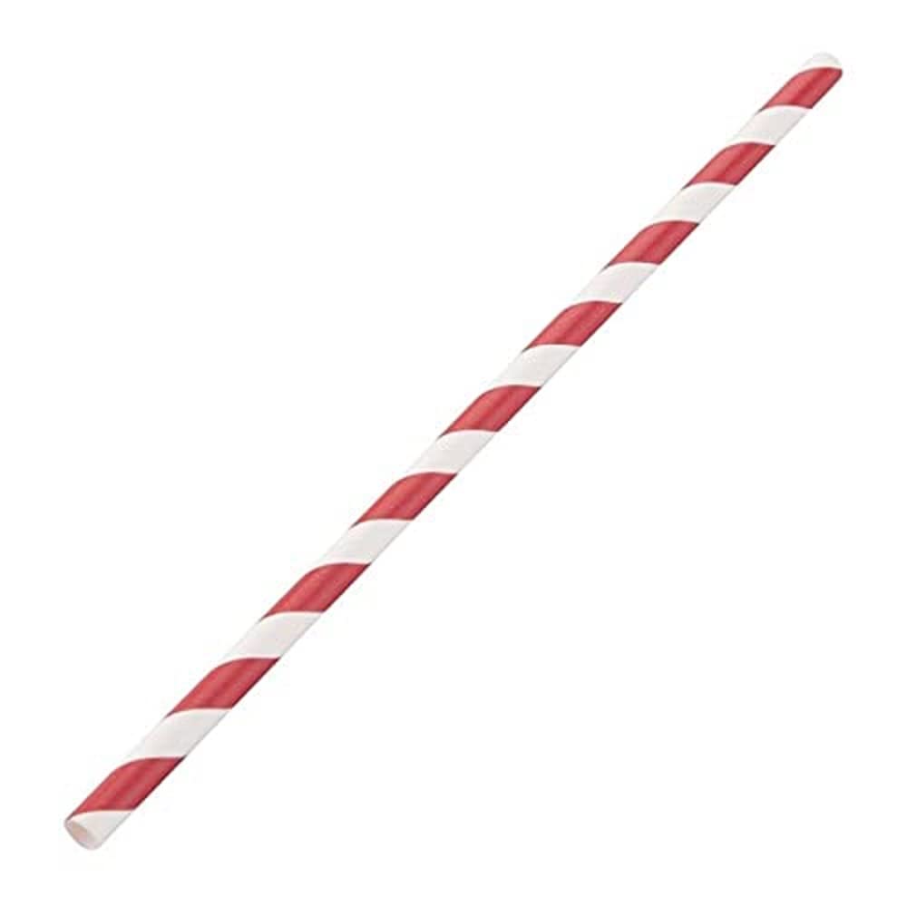 Fiesta Disposable Paper Straws, Red Stripes (250 Pack) - Straws for Takeaway, Restaurants, Catering, Parties DE927