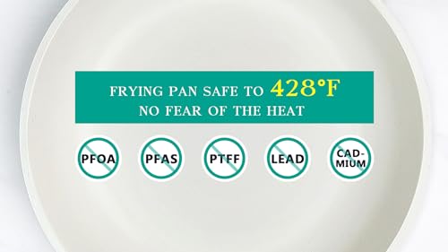 GiPP Nonstick Frying Pan Skillet - Granite Non Stick Pans, Healthy Granitestone Non-Stick Fry Pan Omelette Pan Egg Pan, Compatible with All Stoves, PFOA Free (White, 24CM)