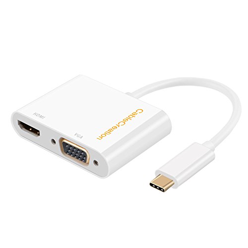 USB C to HDMI +VGA Adapter, CableCreation Type C to HDMI 4K VGA 1080P Converter, Compatible with MacBook Pro 2019 2018, iPad Pro 2018, Chromebook Pixel, XPS 13,Yoga 910, Surface Go, Galaxy S10, LG G5