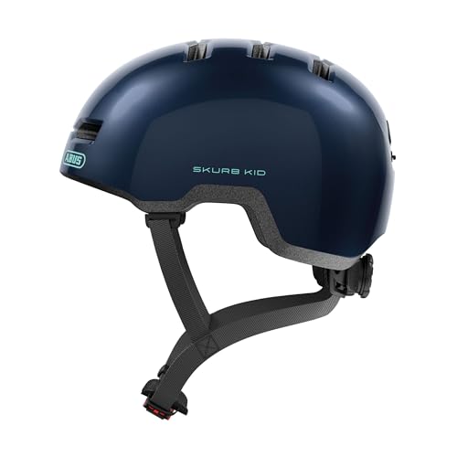 ABUS Kinderhelm Skurb Kid - robuster Fahrradhelm im Skater-Look mit Platz für einen Zopf und vielfältigen Designs - für Mädchen und Jungen - Blau, Grö