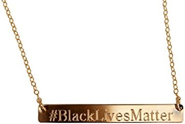 Gold Bar Personalized Necklace Nameplate - #blacklivesmatter necklace - Engraved Children's Name - Custom Monogram Silver Celebrity Style