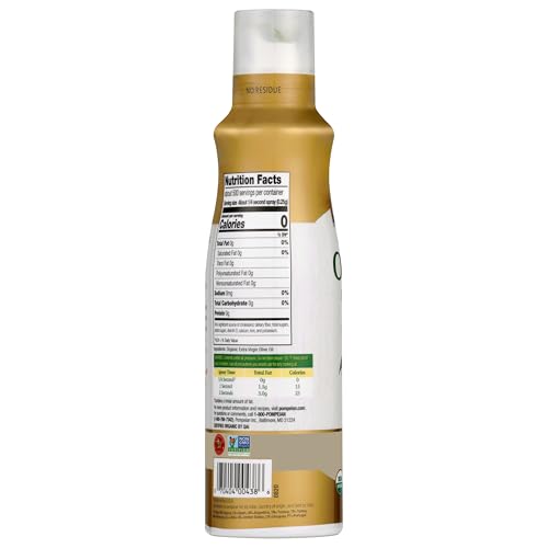 POMPEIAN ROBUST ORGANIC EXTRA VIRGIN OLIVE OIL SPRAY – (3 PACK) 5 FL OZ – NO PROPELLANTS – FIRST COLD PRESSED OLIVE OIL FOR COOKING – ROBUST FLAVOR FOR SALADS, PASTA, AND DRIZZLING