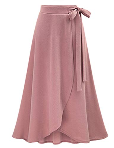 Women's Ruffle Pants Plain Split Tie-Waist Maxi Long Palazzo Overlay Pant Skirts