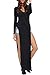 Dearlovers Women's Knotted Front Slit Long Sleeve Maxi Club Dress