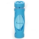 Clearance Sale-19 oz Newest Design Sports Tritan Plastic Water Bottle Straw Lid Leak Proof Flip Top Cap Portable To-Go Gym School with Handle and Cleaning Brush - Blue