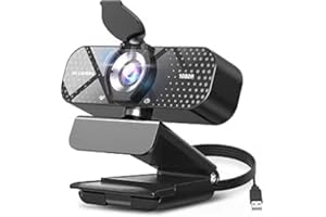 TRAUSI 1080P Full HD Webcam with Privacy Cover, Wide Angle Lens, Active Light Correction, Plug and Play USB Webcam for PC, De