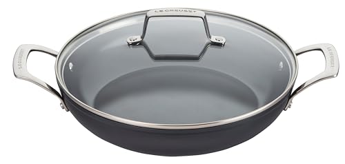 Le Creuset Essential Non-stick Ceramic Shallow Braiser w/Glass Lid,3.5 qt.​