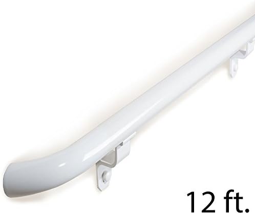 1.9 in. Round x 12 ft. White Aluminum ADA Compliant Stair Handrail with Wall Returns