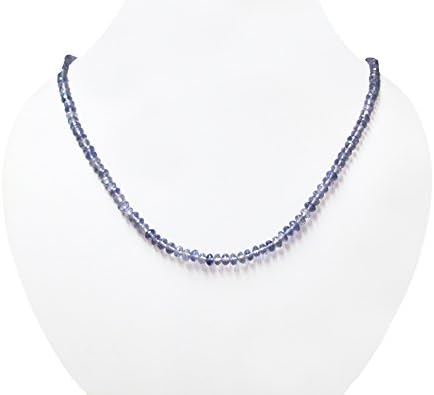 Natural Iolite Beads Choker Necklace for women Sterling Silver Beaded Crystal Jewelry Handmade Gift for Girls