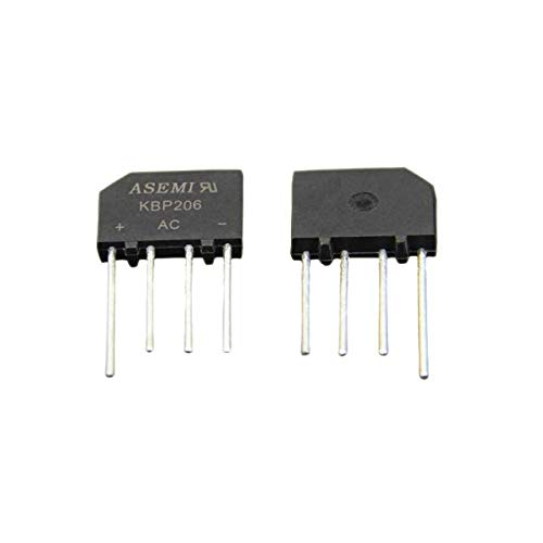 (Pack of 10pcs) ASEMI KBP206 Through Hole Flat Bridge Rectifier 2A 600V KBP-4 Package for Adapter…