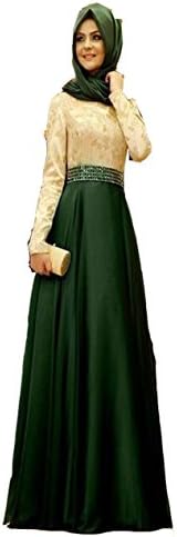 Veiai 2017 Real Picture Long Sleeve Muslim Evening Dress Green US14 Size