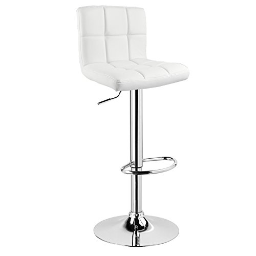 WOLTU® 1 x Barhocker Barstuhl Tresenhocker Stuhl drehbar und höhenverstellbar Tresen Hocker Kunstleder Weiss 9108-1