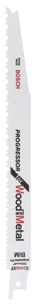 Bosch Professional 2 pieces Sabre Saw Blade S 3456 XF Progressor for Wood and Metal (Length 200 mm, sabre saw accessories)