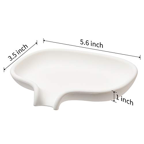 SUBEKYU Soap Dish with Draining Tray, Silicone Soap Holder Saver for Shower/Bathroom, Keep Soap Bars Dry Clean, 2 Pack, White and Gray (2 White)