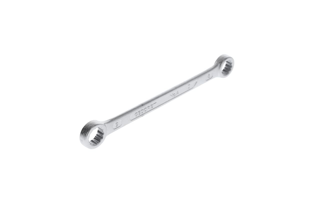 GEDORE Double-ended ring spanner, AF 8+9 mm, Straight, Flat, Slender, Bi-hex, UD profile, Spanner, 4 8x9