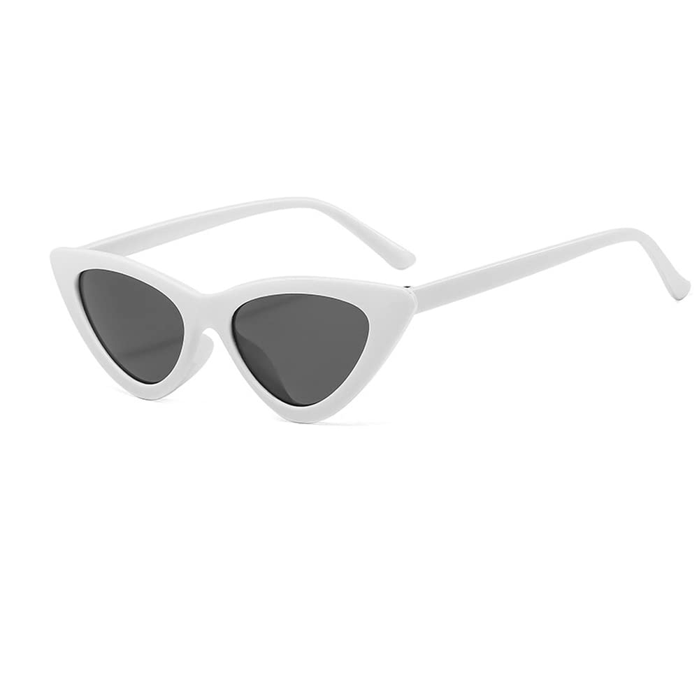 Photo 1 of OZPYKAE Women's Vintage Cat Eye Sunglasses, Plastic Frame, Grey Lens, UV Protection Coating, Surfing, White