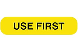 UAL United Ad Label Medication Instruction Labels USE First, 1-5/8" x 3/8", Permanent Paper Label, Yellow, One Roll of 1000 Labels