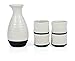 True Fervor 5pcs Ceramic Sake Set, 4 3.5oz Saki Cup Set & 1 8oz Sake Bottle Carafe - Traditional Japanese Tokkuri & Saki Cups Drink Gift Essentials - White